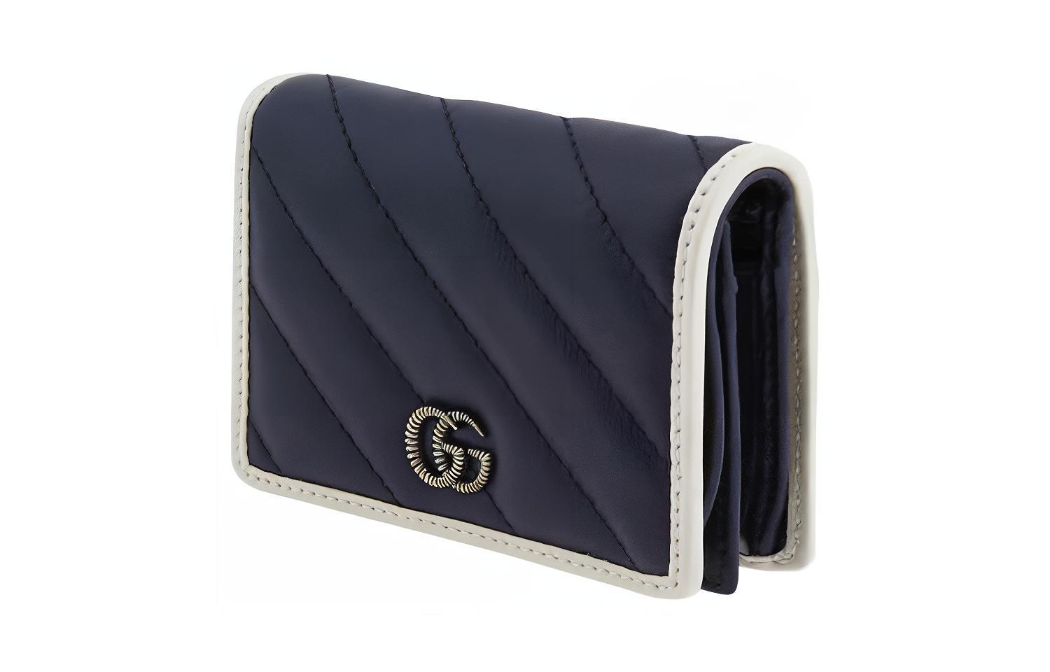GUCCI Кожаный картхолдер GG Marmont для женщин сине-белый — фото 2