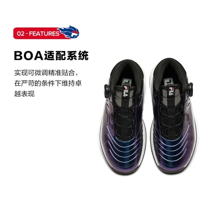 FILA KIDS Детские баскетбольные кроссовки mid top с технологией BOA, противоскользящие, амортизирующие, синий черный — фото 4