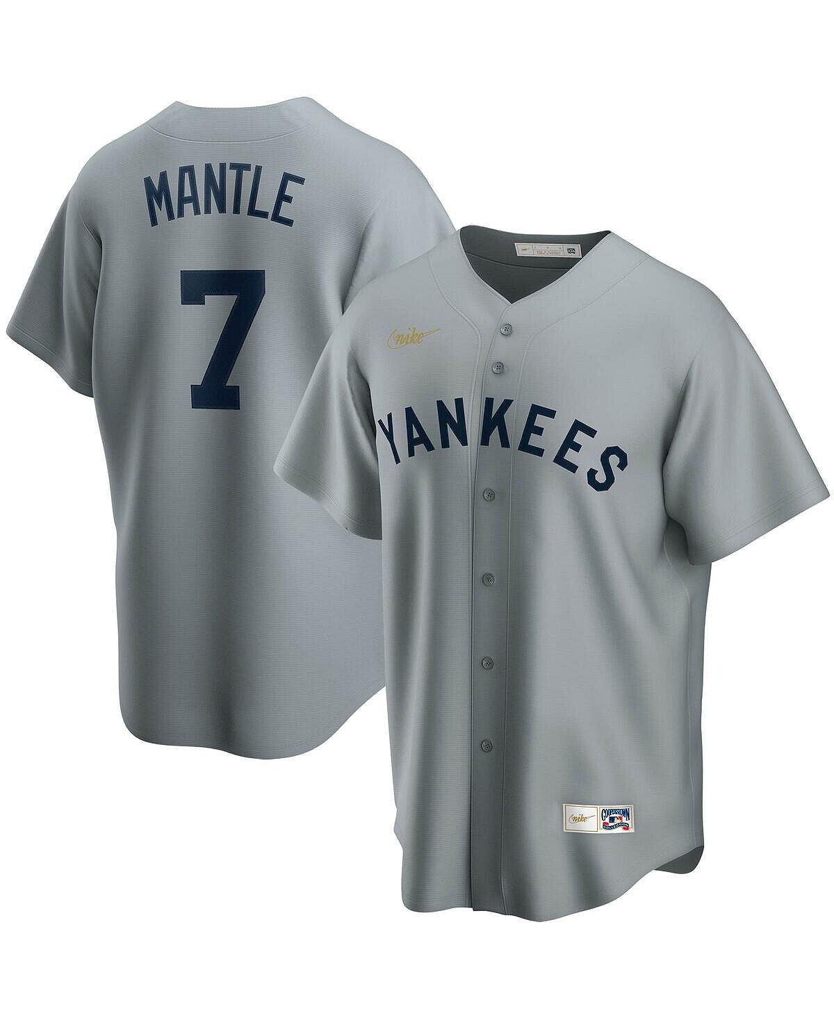 

Мужская серая майка с Микки Мантлом New York Yankees Road Cooperstown Collection Player Nike