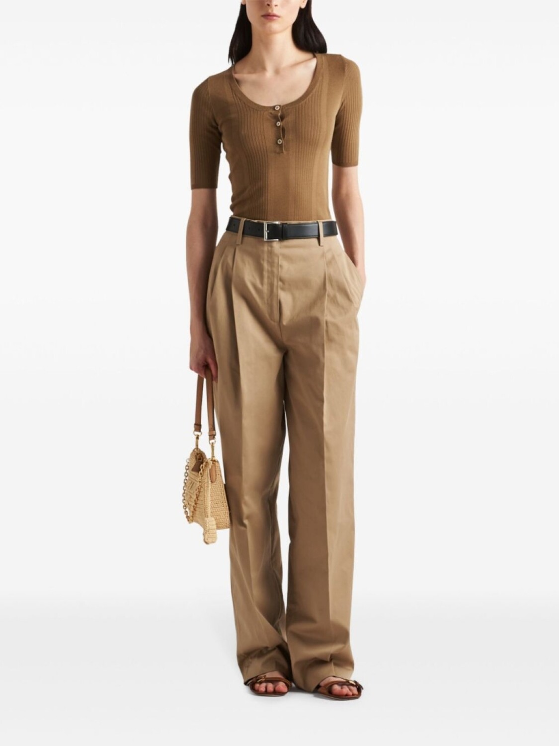 Брюки Prada из хлопка, хаки