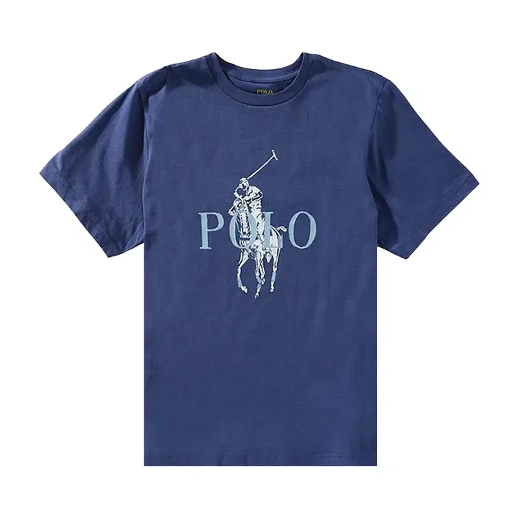 Футболка-поло из трикотажа с графическим принтом Polo Ralph Lauren, синий