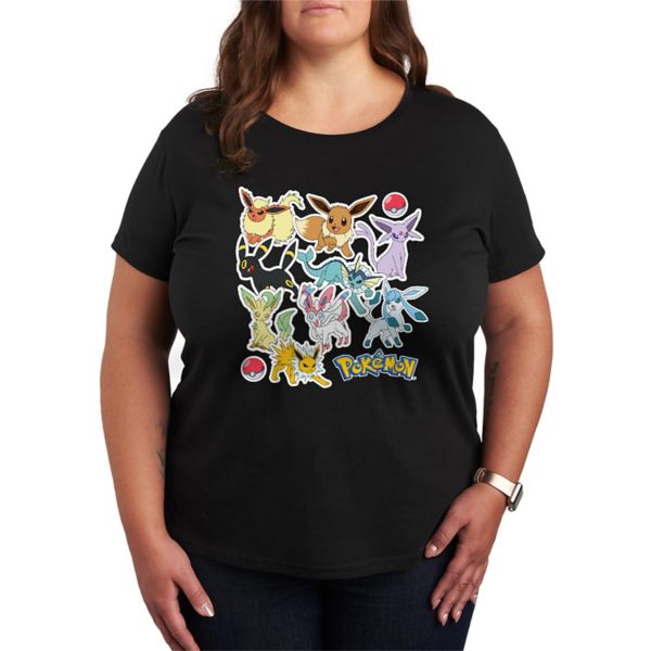 

Женская футболка с наклейками Pokemon Eevelution Licensed Character, черный