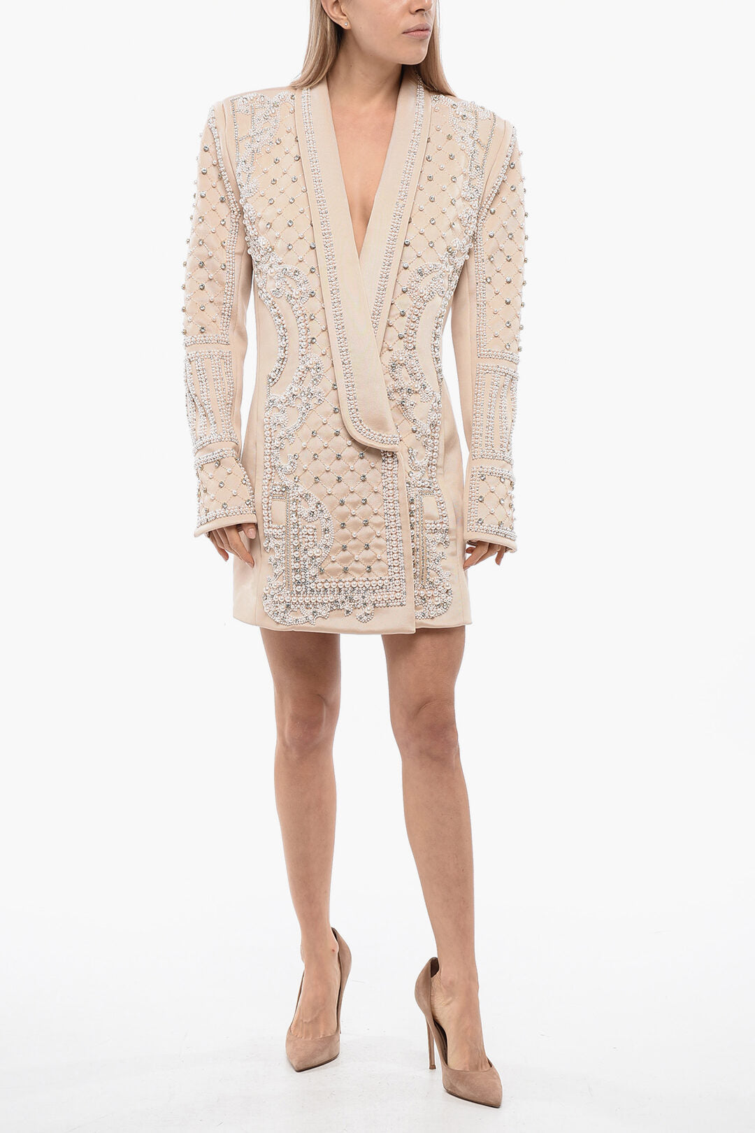

Двубортный блейзер Balmain Embelisehed, розовый