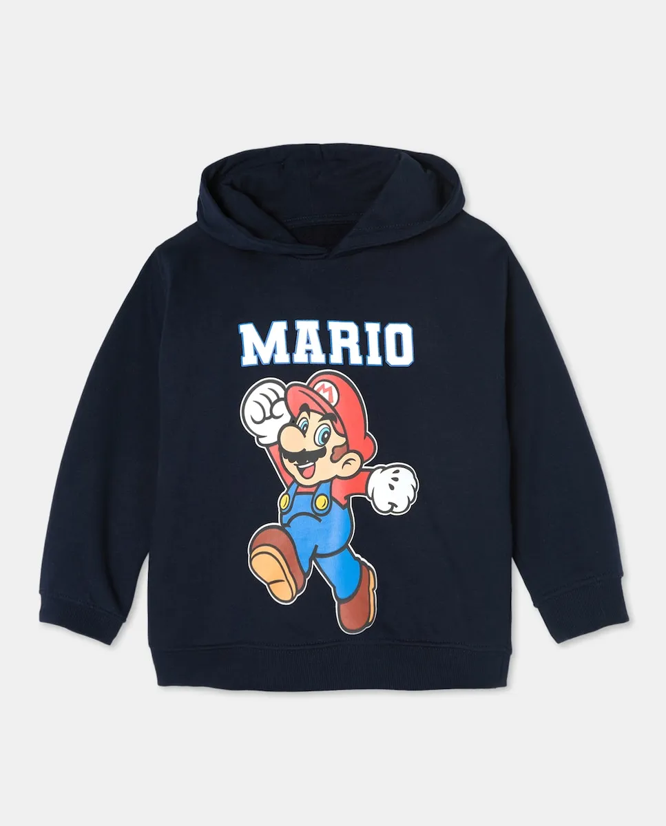 

Толстовка с капюшоном на молнии с принтом лицензии Mario Bross для мальчиков Kids El Corte Inglés, темно-синий