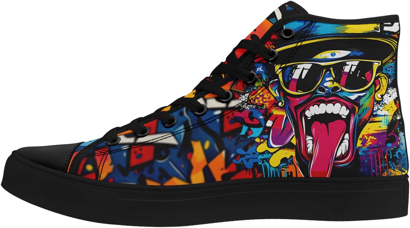 

Модные высокие кеды-граффити для мужчин и женщин, легкие стильные текстильные кроссовки, плоская подошва, дышащая обувь для студентов Coolcustomize, черный/красный/синий/желтый/оранжевый