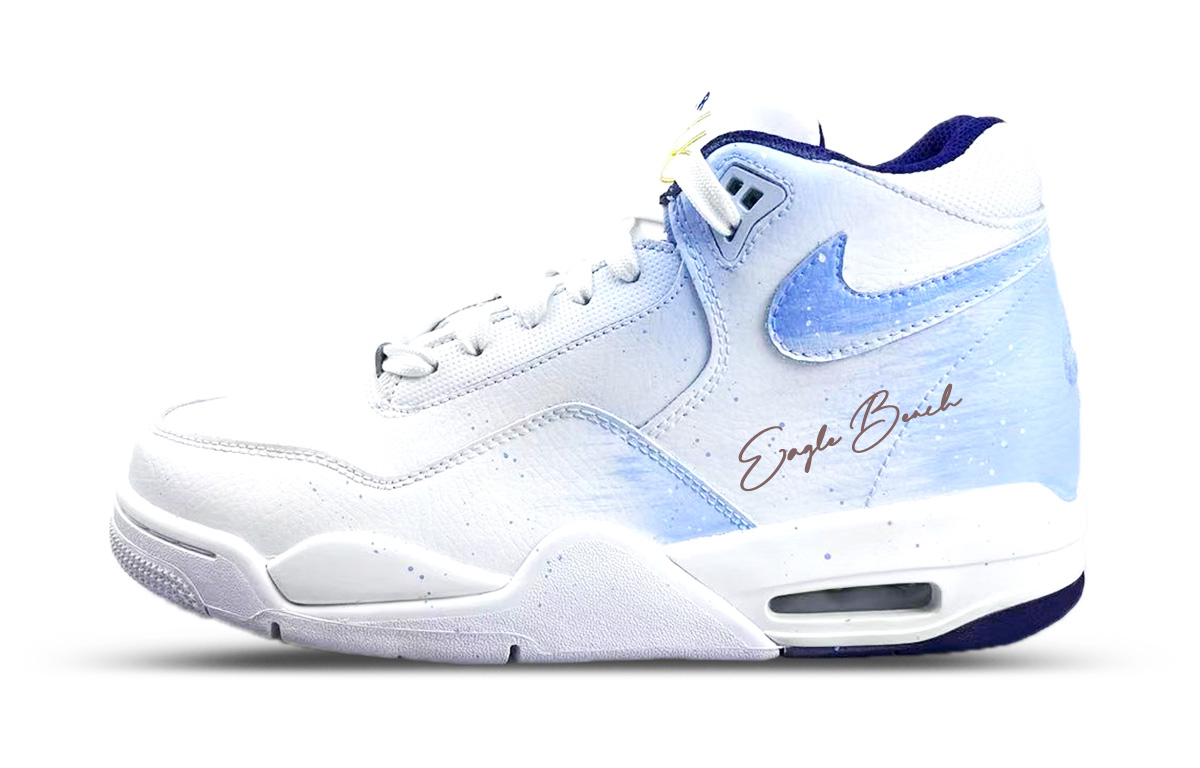 

Nike Износостойкие винтажные баскетбольные кроссовки Flight Legacy средней высоты, мужские, сине-белые
