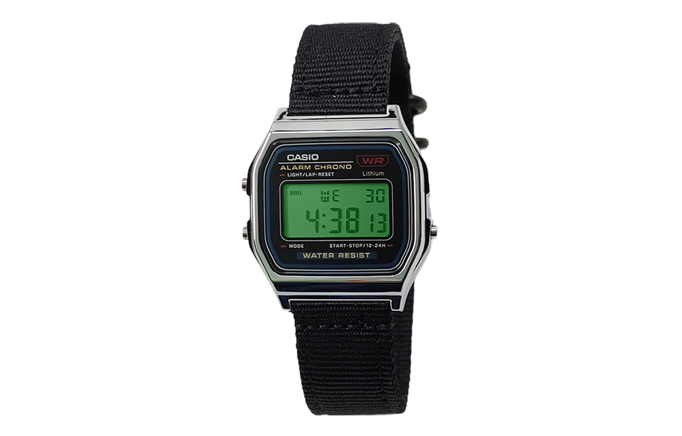 

CASIO Мужские часы Retrofit Series с кварцевым механизмом и нейлоновым ремешком, черный циферблат