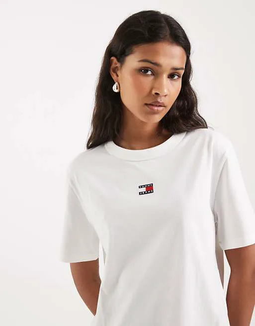 

Белая футболка свободного кроя с логотипом Tommy Jeans, Белый, Белая футболка свободного кроя с логотипом Tommy Jeans