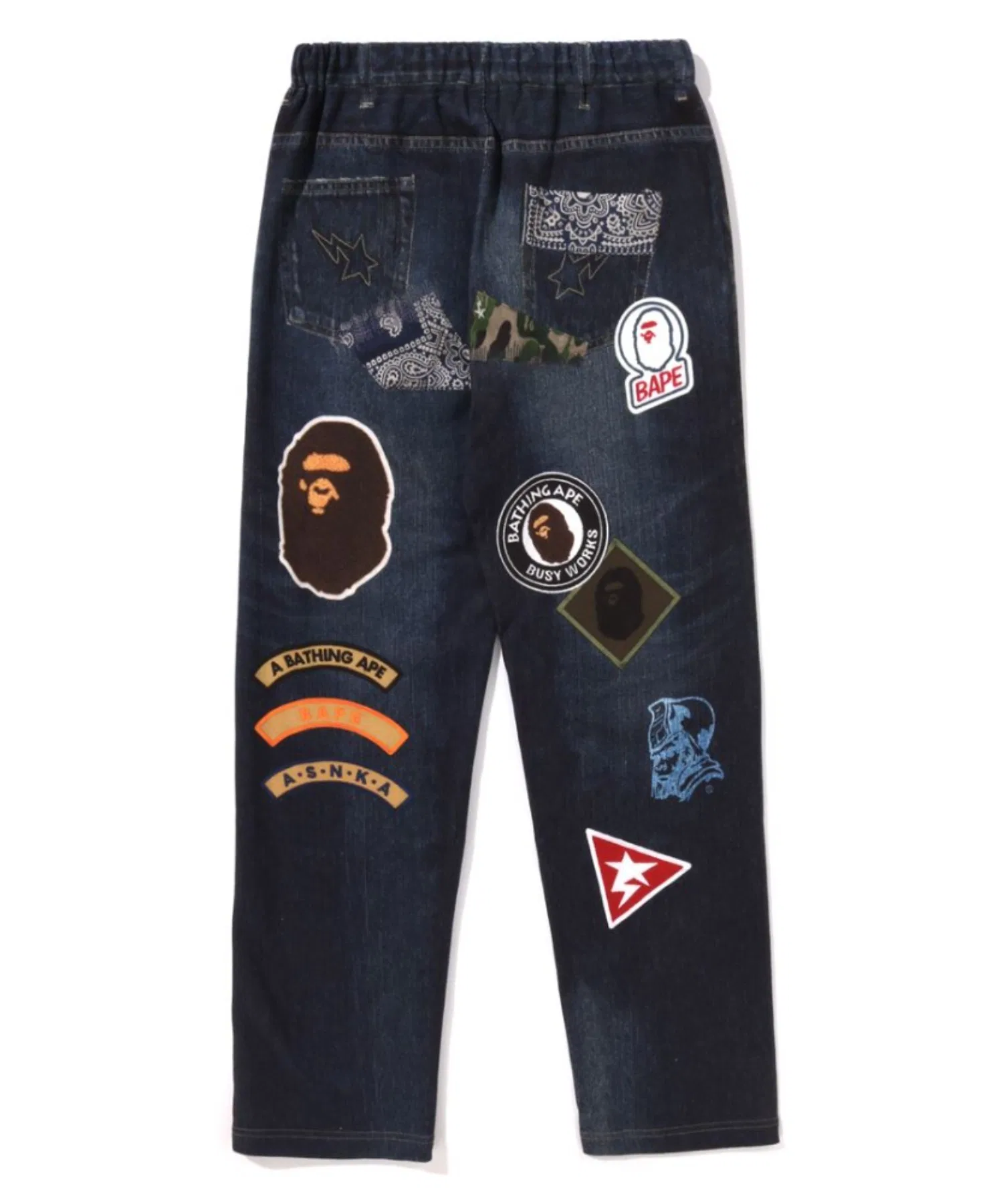 Спортивные штаны BAPE с эмблемой и джинсовым принтом — фото 2