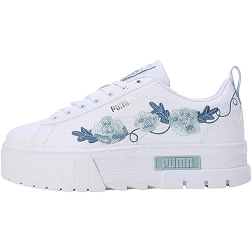 PUMA Mayze Low top детские скейтерские кроссовки бело-зеленые для подростков