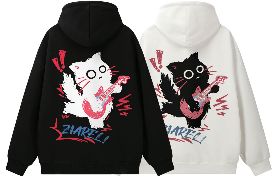 

Толстовка Unisex Hooded Moderate Heavyweight ZIAREL, черный+белый[2 pack]