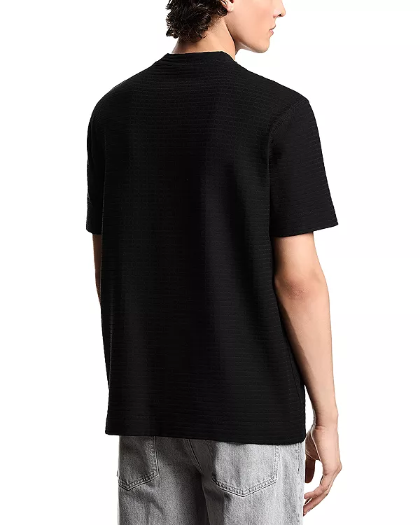 Футболка из фактурного жаккарда из хлопка Emporio Armani, черный — фото 3