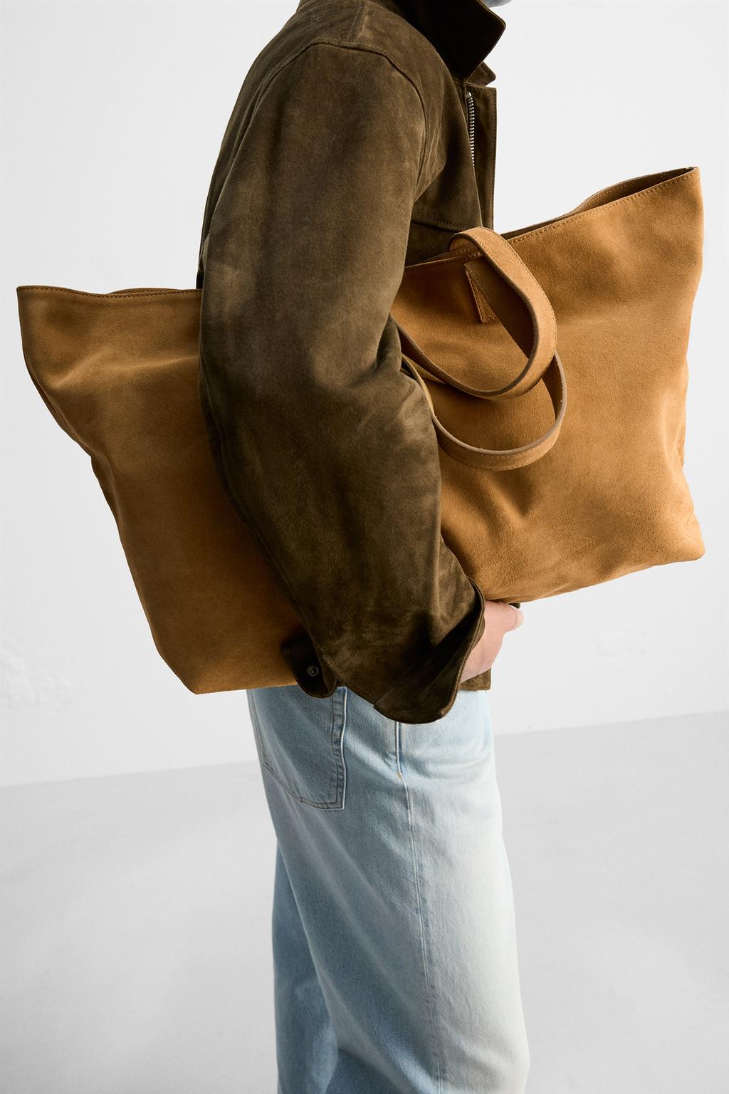 

Кожаная сумка для покупок ZARA, цвет Sand Brown, Коричневый, Кожаная сумка для покупок ZARA, цвет Sand Brown