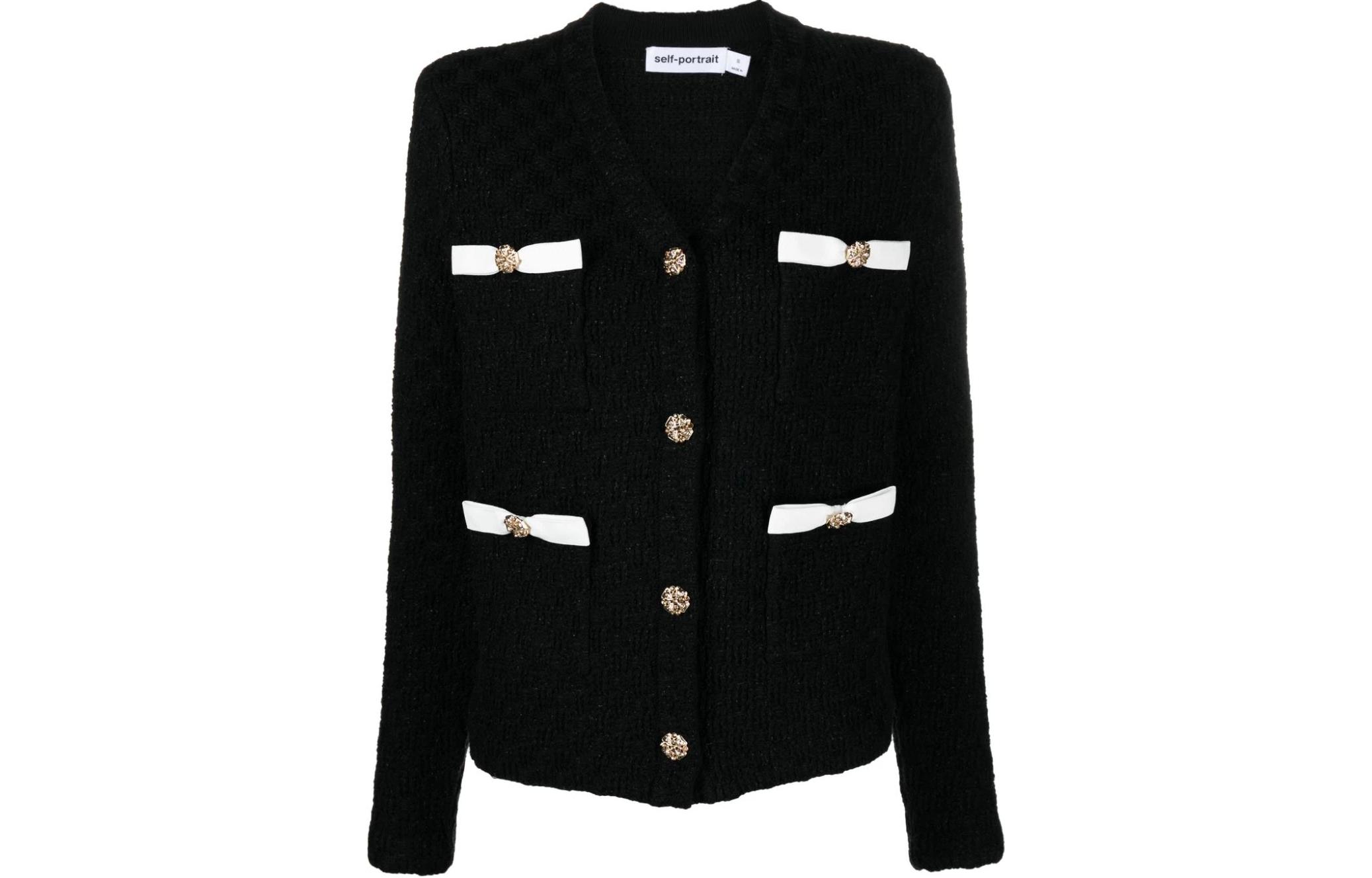 

Кардиган с люрексом и плетением Self-portrait, синий