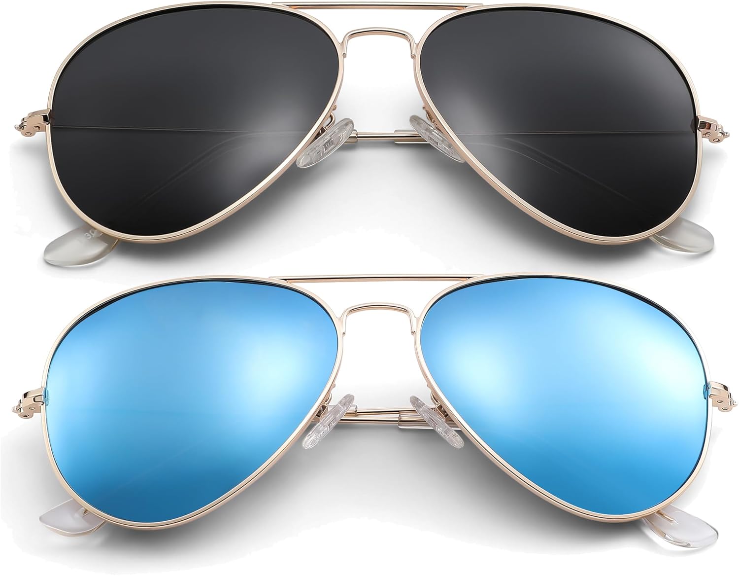 

Солнцезащитные очки Pro Acme Aviator для мужчин и женщин, классические поляризованные, с защитой от УФ-излучения UV400, (2 Pairs) Gold Frame/Black Lens + Gold Frame/Blue Mirrored Lens