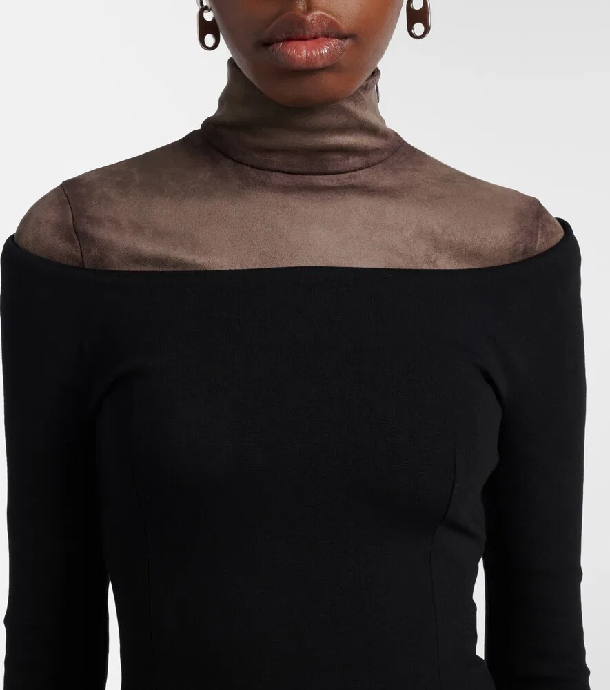 Платье миди с открытыми плечами Acne Studios, черный — фото 4
