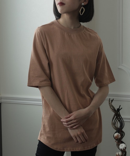 

Футболка с высоким воротником, хлопок ElegChic, цвет мокко