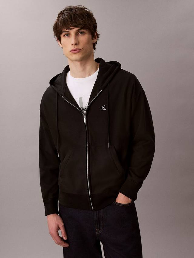 

Монограмма худи с молнией спереди из хлопковой смеси Calvin Klein