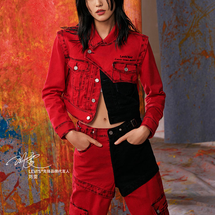 Levis Куртка джинсовая женская красная Feng Chen Wang, Red — фото 4