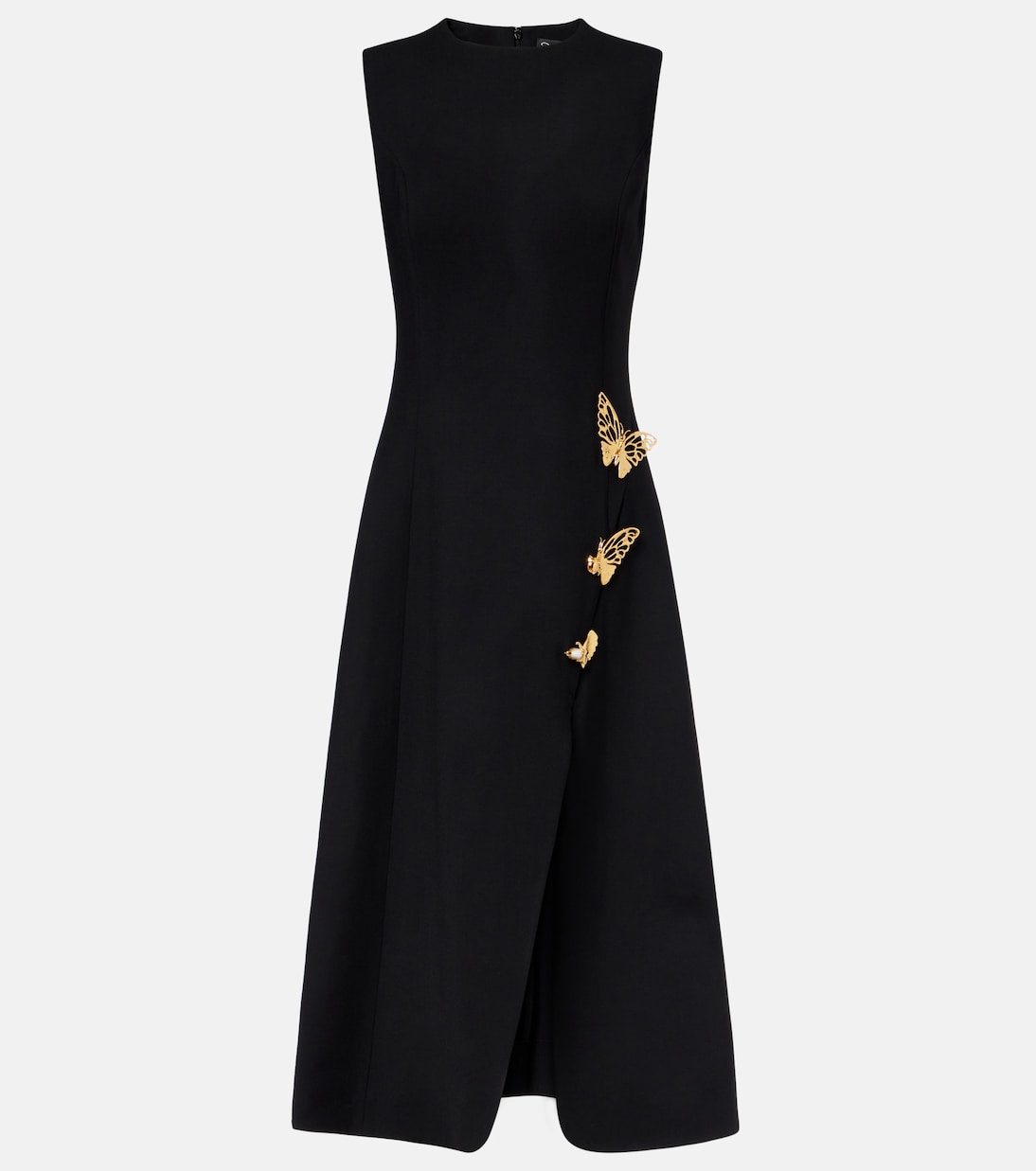 

Коктейльное платье из смесовой шерсти с декором Oscar de la Renta, черный