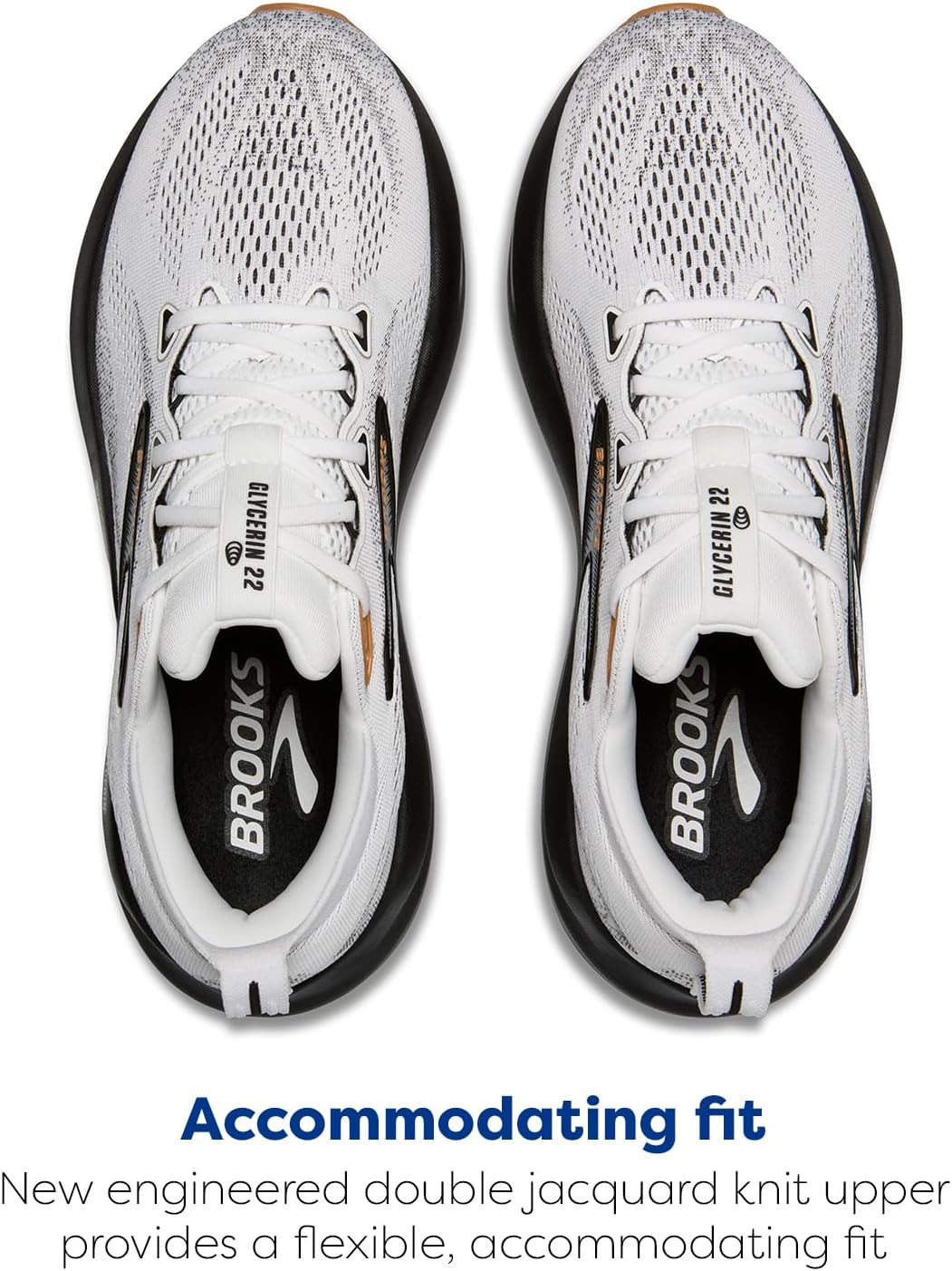 Мужские кроссовки Brooks Glycerin 22 нейтральной амортизации, белый/черный/серый — фото 4