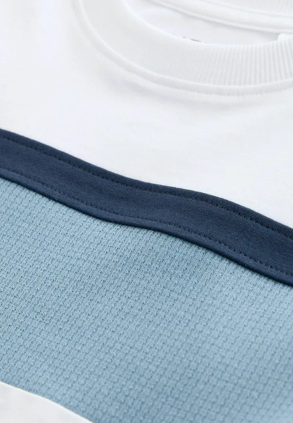Базовая футболка с коротким рукавом и цветовыми блоками Next, White Blue Textured — фото 4