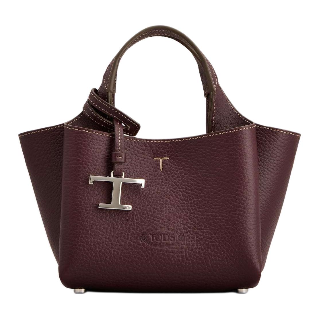 

TOD'S Миниатюрная женская сумка через плечо из телячьей кожи бордового цвета