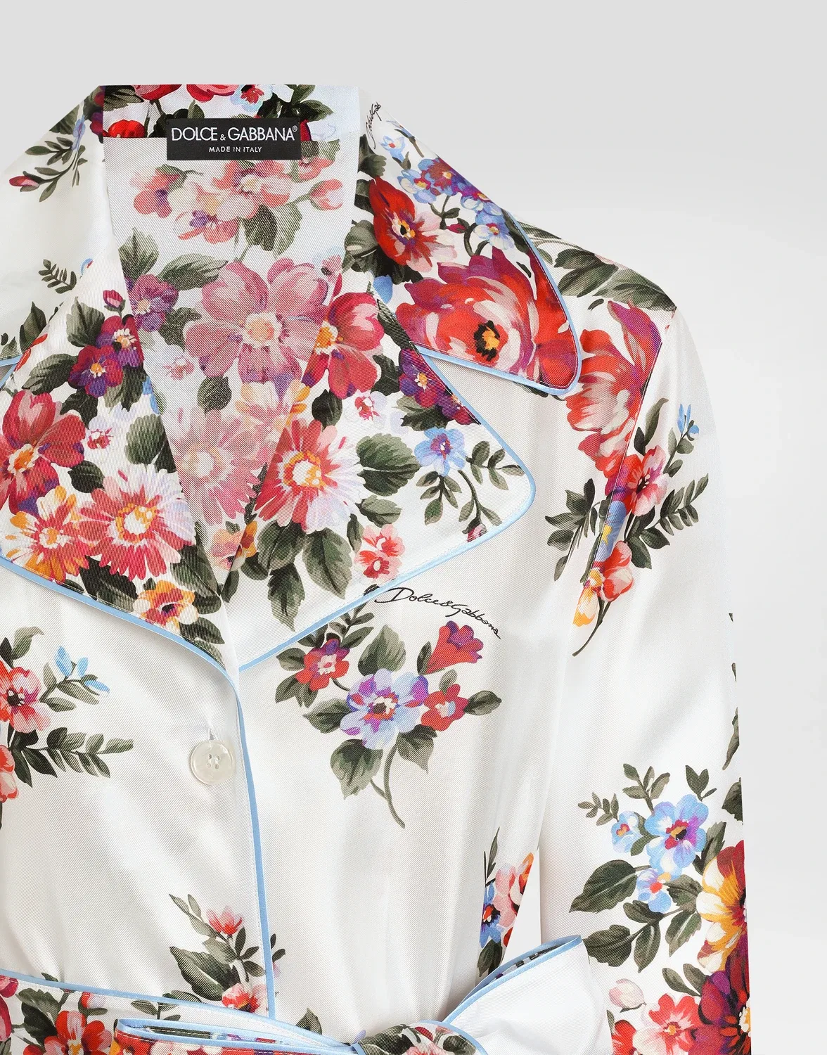 Сорочка из саржи с принтом "букет цветов" Dolce & Gabbana, мультиколор — фото 4