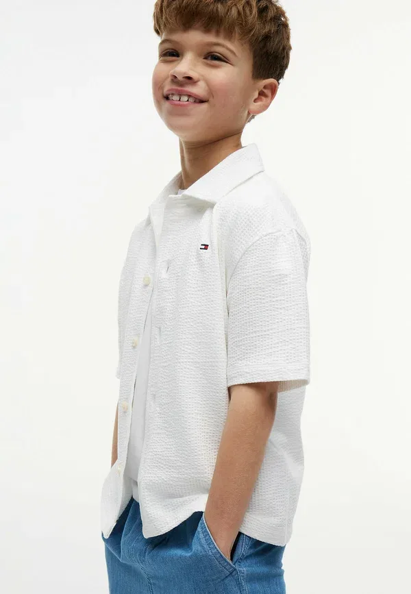 Рубашка Tommy Hilfiger Essential Relaxed Fit Seersucker Short Sleeve Shirt, белый — фото 4