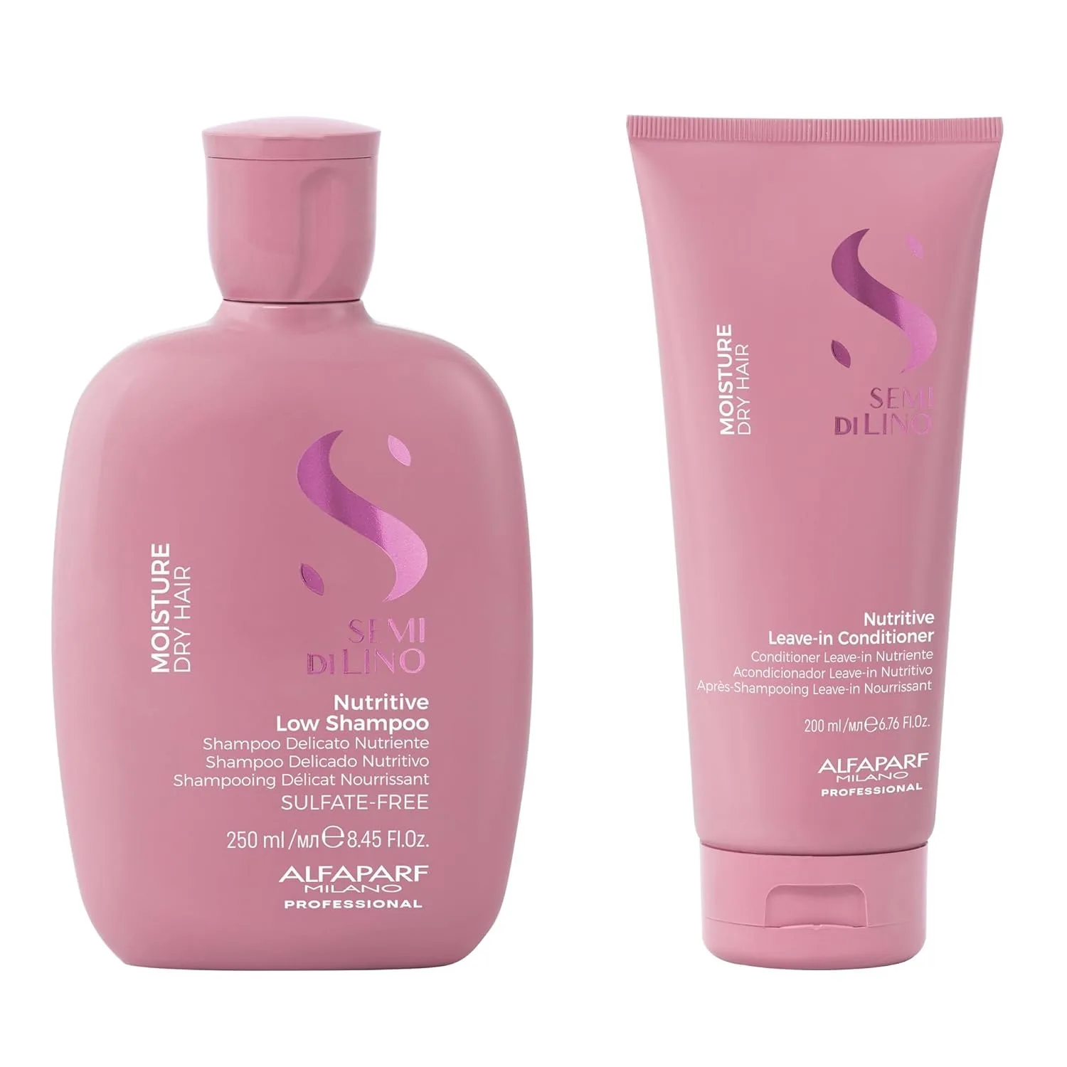 Набор Alfaparf Milano Semi di Lino Moisture Nutritive: шампунь и кондиционер для сухих волос - без сульфатов - безопасен для окрашенных волос - придает блеск и мягкость