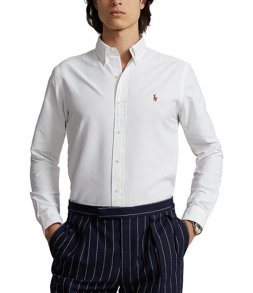 

Рубашка из эластичной оксфордской ткани классического кроя Polo Ralph Lauren с длинными рукавами, белый
