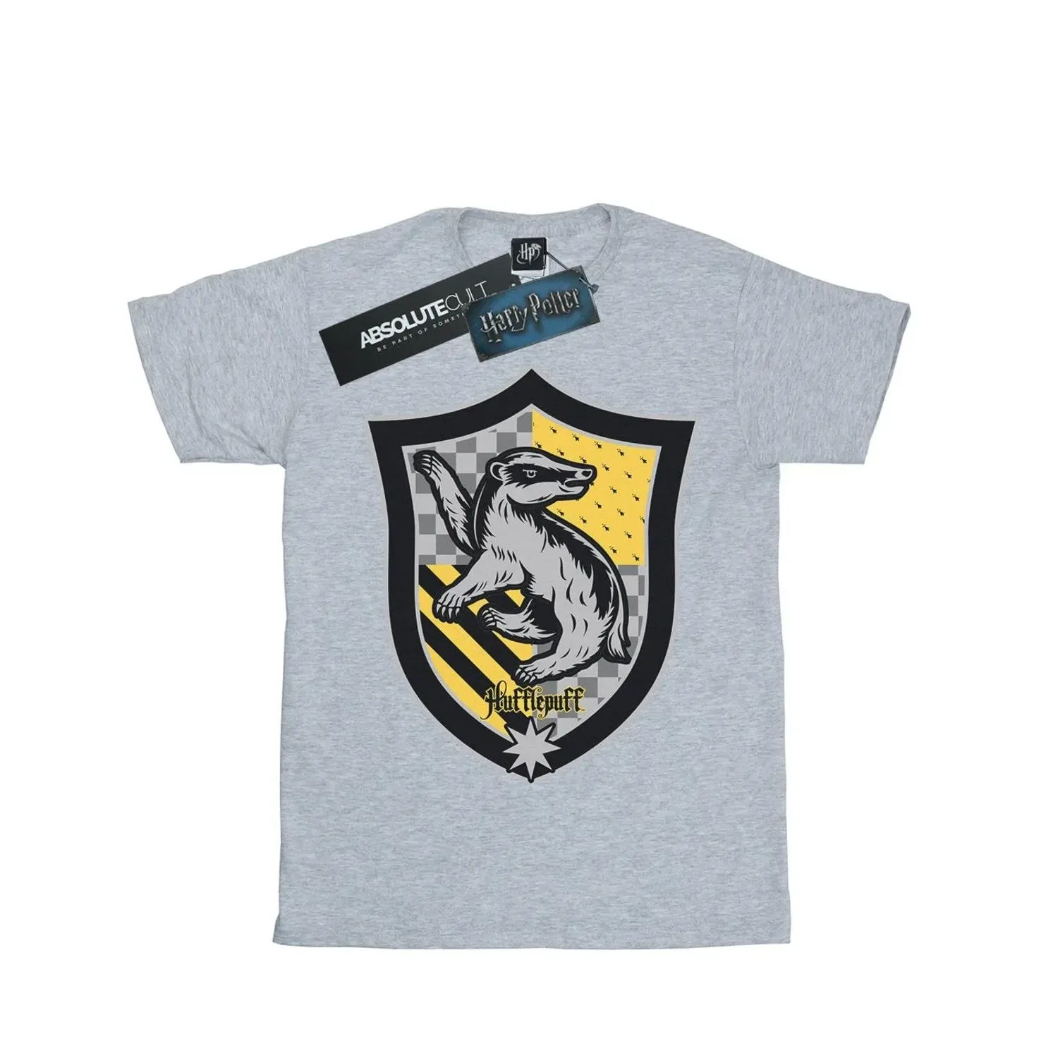 Футболка с принтом Hufflepuff Harry Potter, серый — фото 2