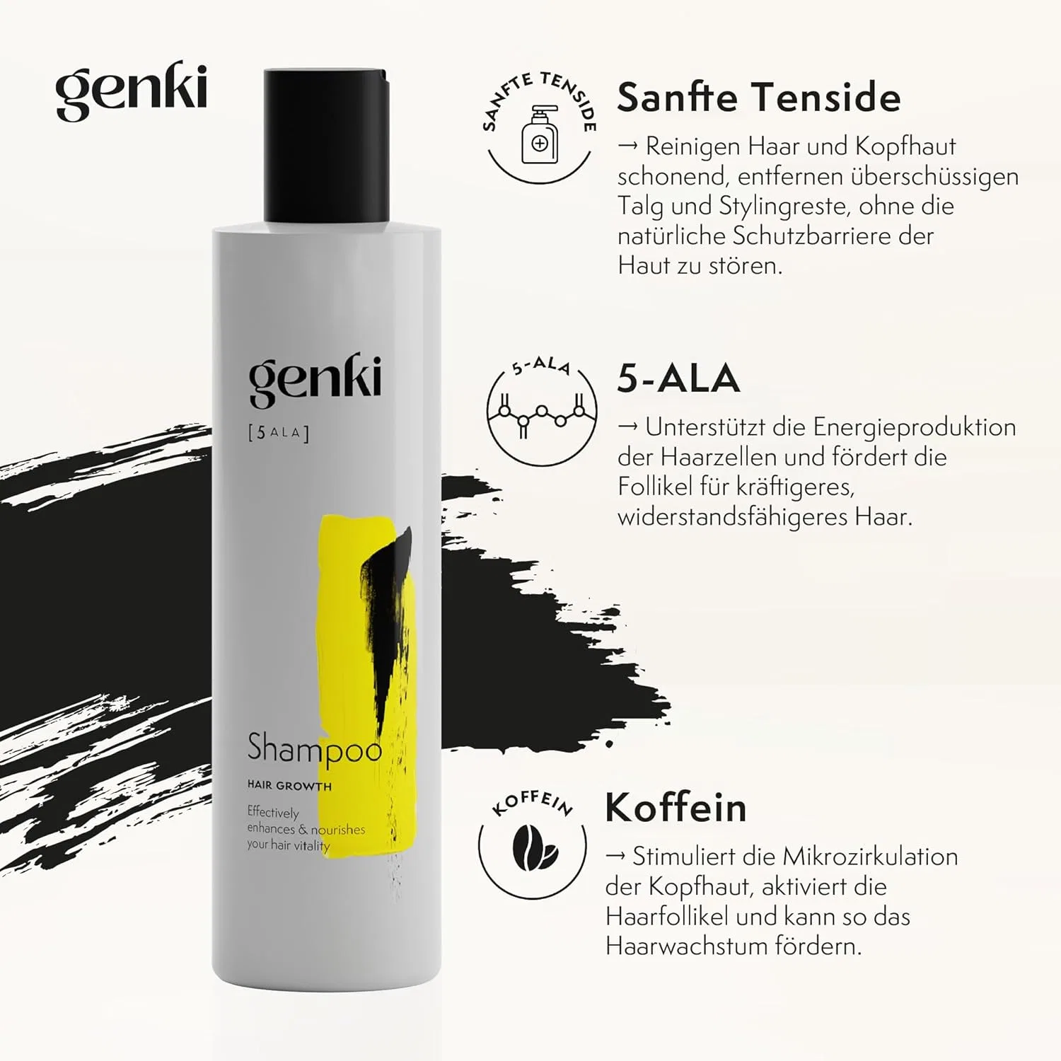 Шампунь для роста волос с 5-ALA и кофеином Genki Haircare — фото 3