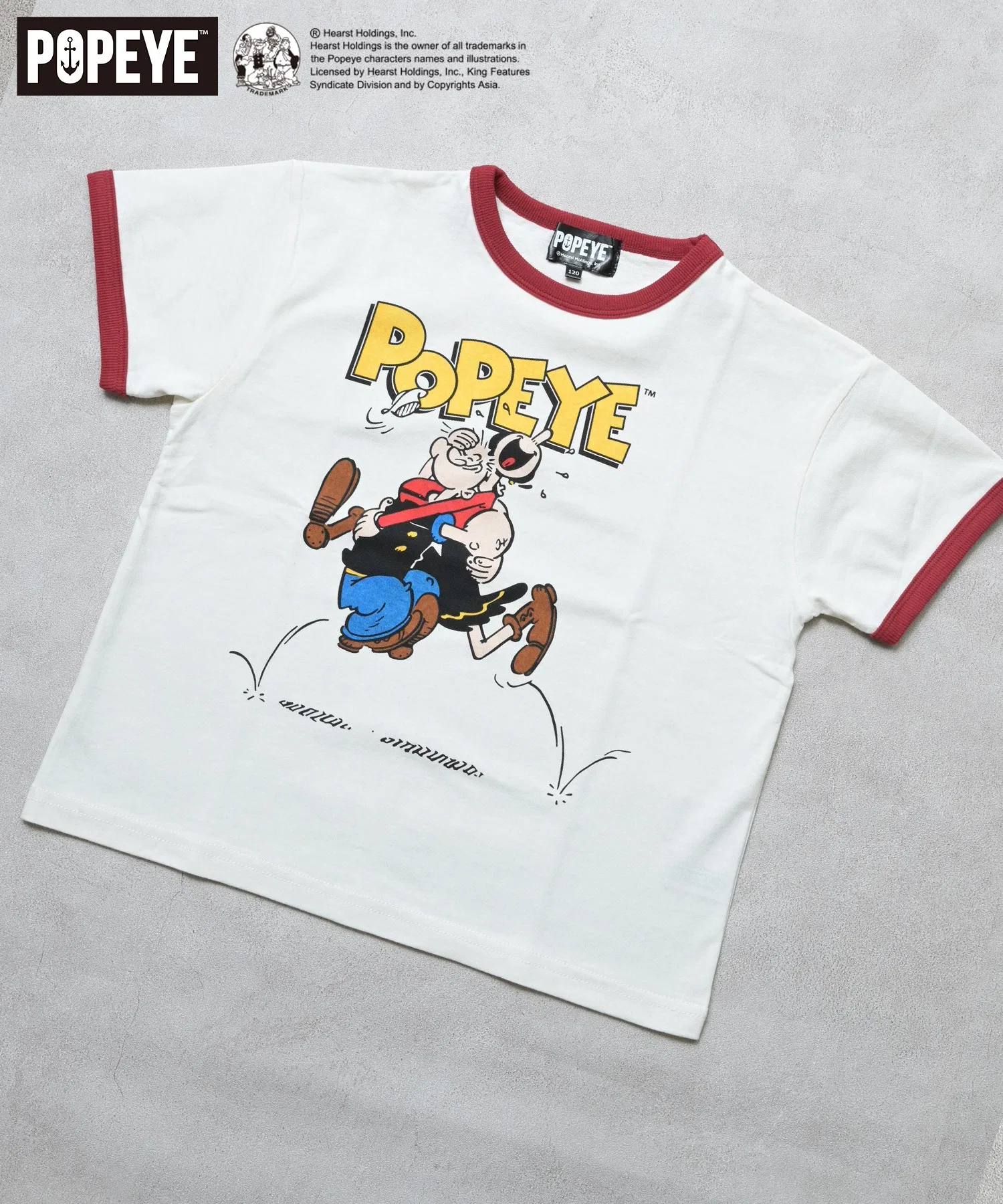 Детская футболка POPEYE с принтом и круглым вырезом белая