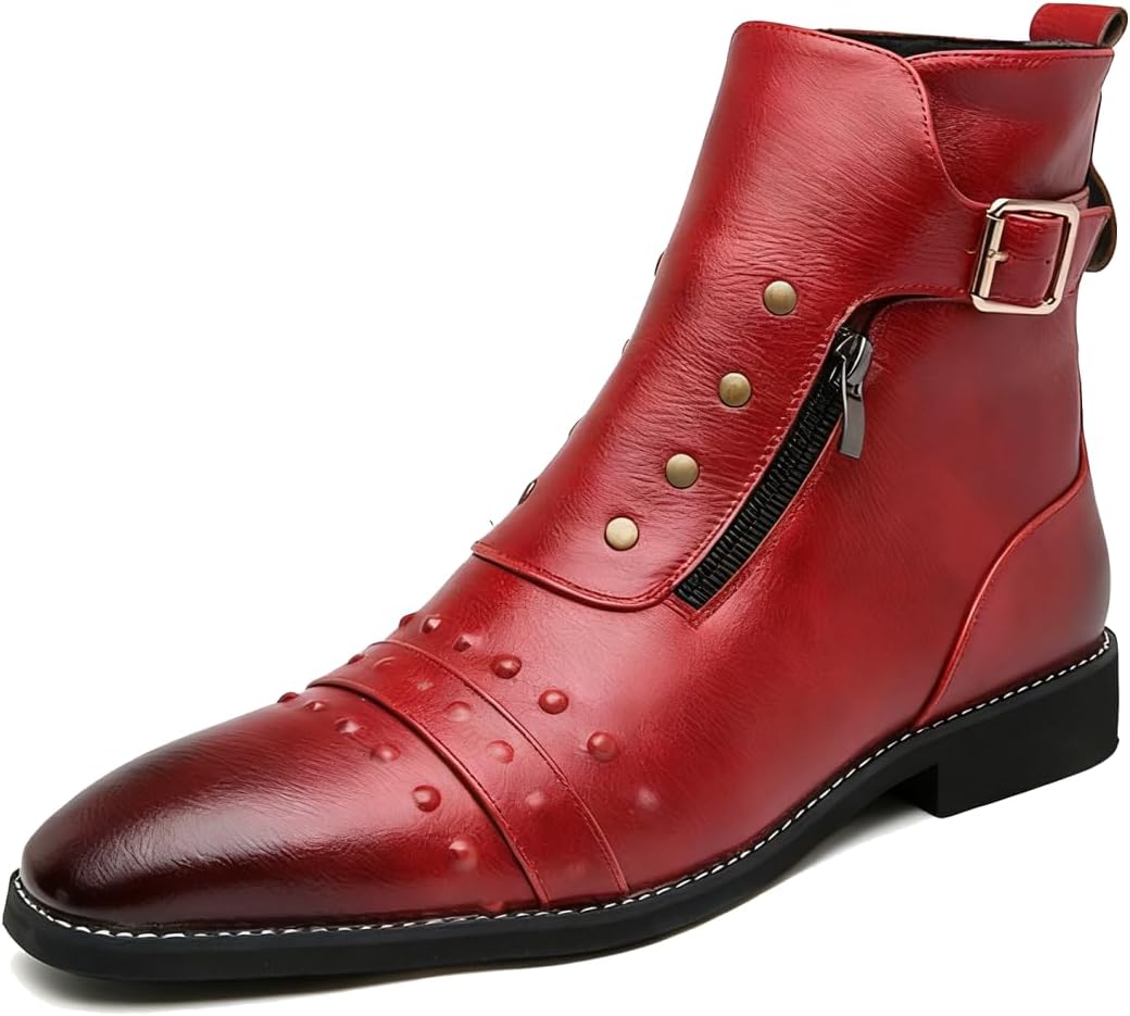 

Мужские теплые ботинки Yiozoi до щиколотки для осени и зимы, наружная износостойкая кожаная обувь, высокие повседневные мужские прогулочные ботинки, красный