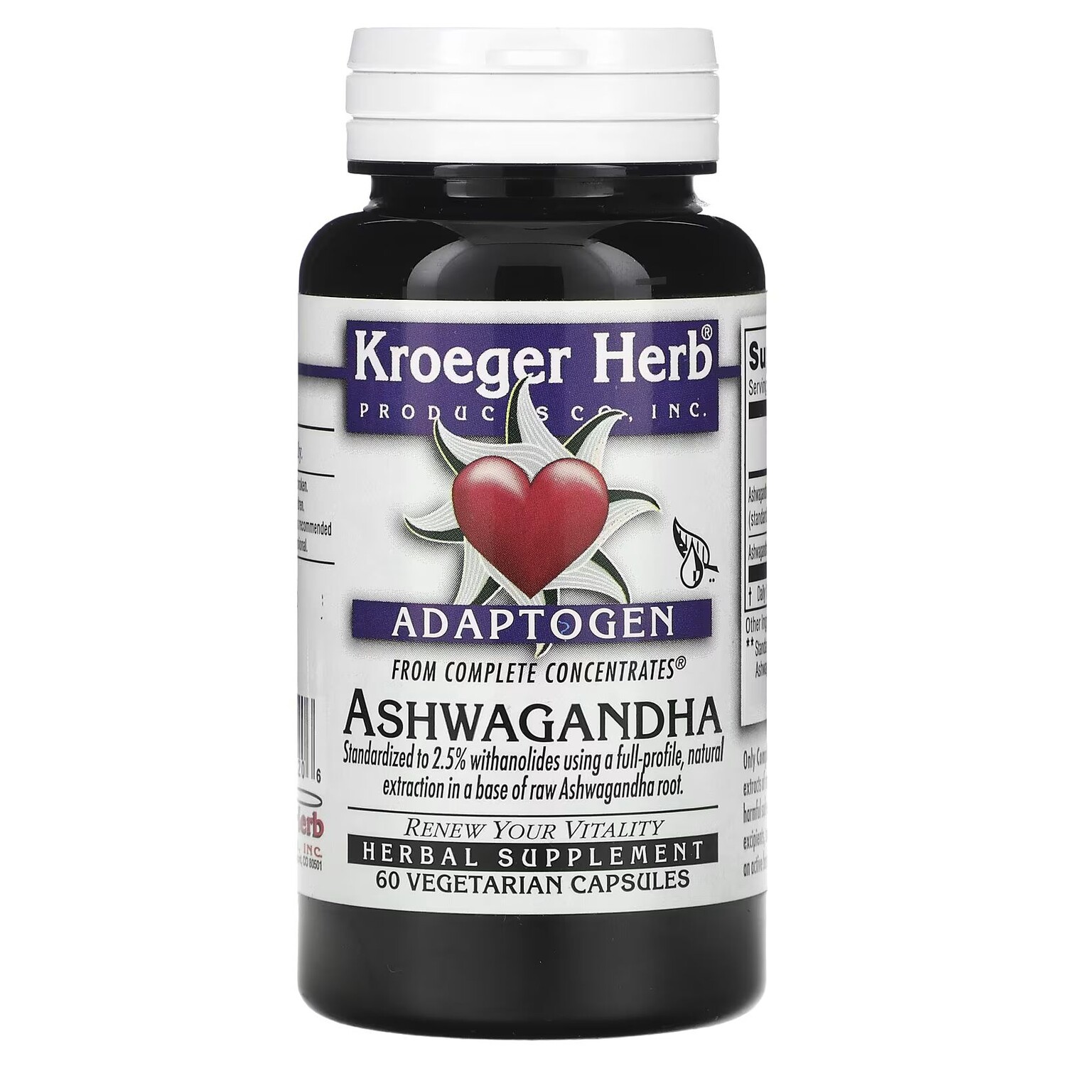 

Ашваганда, 60 вегетарианских капсул Kroeger Herb Co