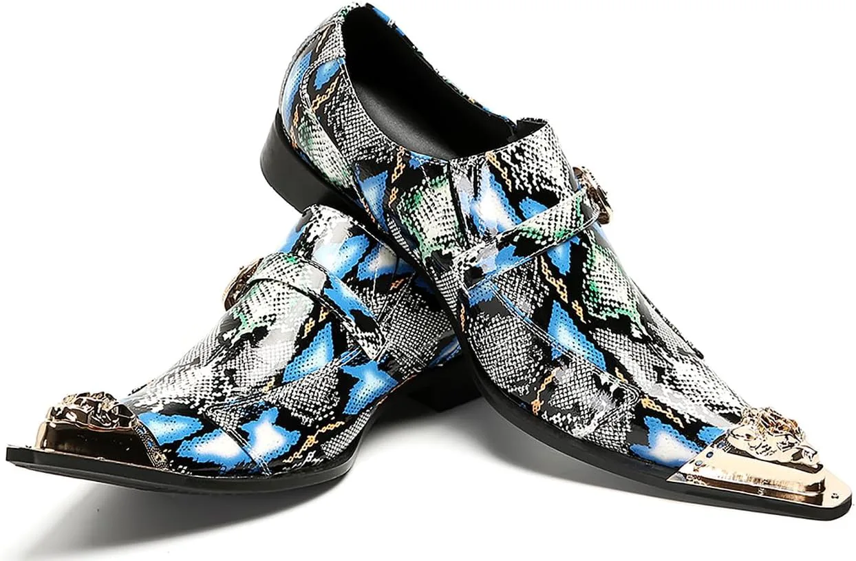 

Мужские лоферы Santimon, слипоны для дискотеки и вечеринок, повседневные кожаные туфли с металлической пряжкой, остроконечным носком, для свадеб, бального танца, модные западные летние туфли для мужчин, синий