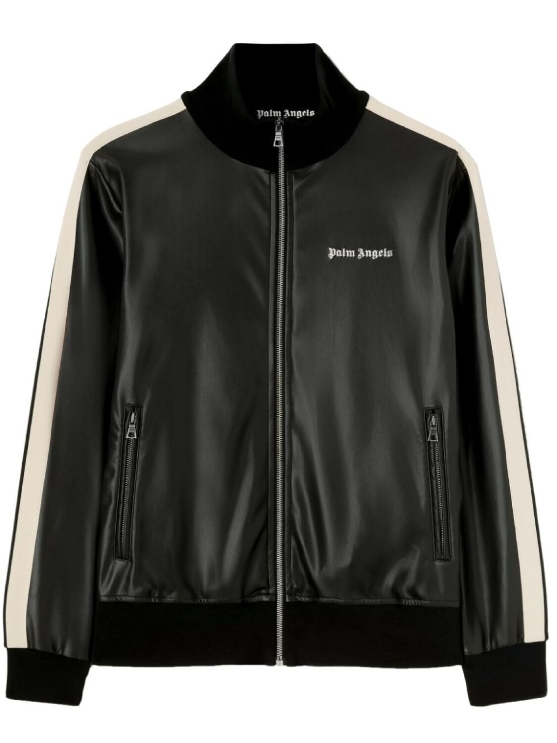 

Palm Angels куртка на молнии с вышитым логотипом, черный