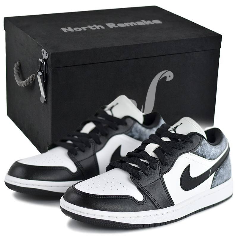 

Jordan Кроссовки Air 1 Low Top Vintage баскетбольные женские черно-белые Black-Misty Ice в подарочной коробке премиум-класса, цвет Black-Misty Ice-High-End Gift Box 4