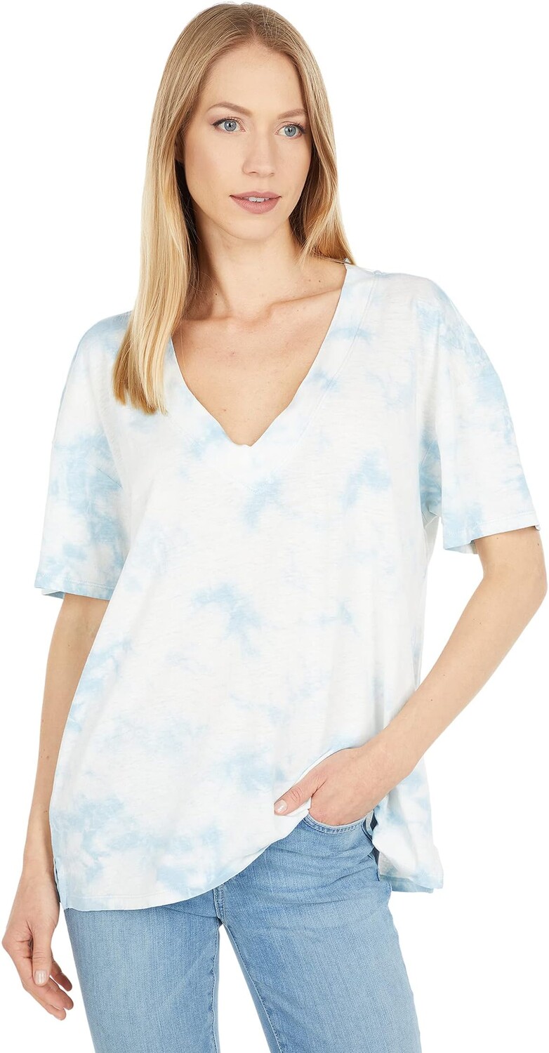 

Футболка 7 For All Mankind Tie-Dye Oversized V-Neck Tee, цвет Tie-Dye Sky