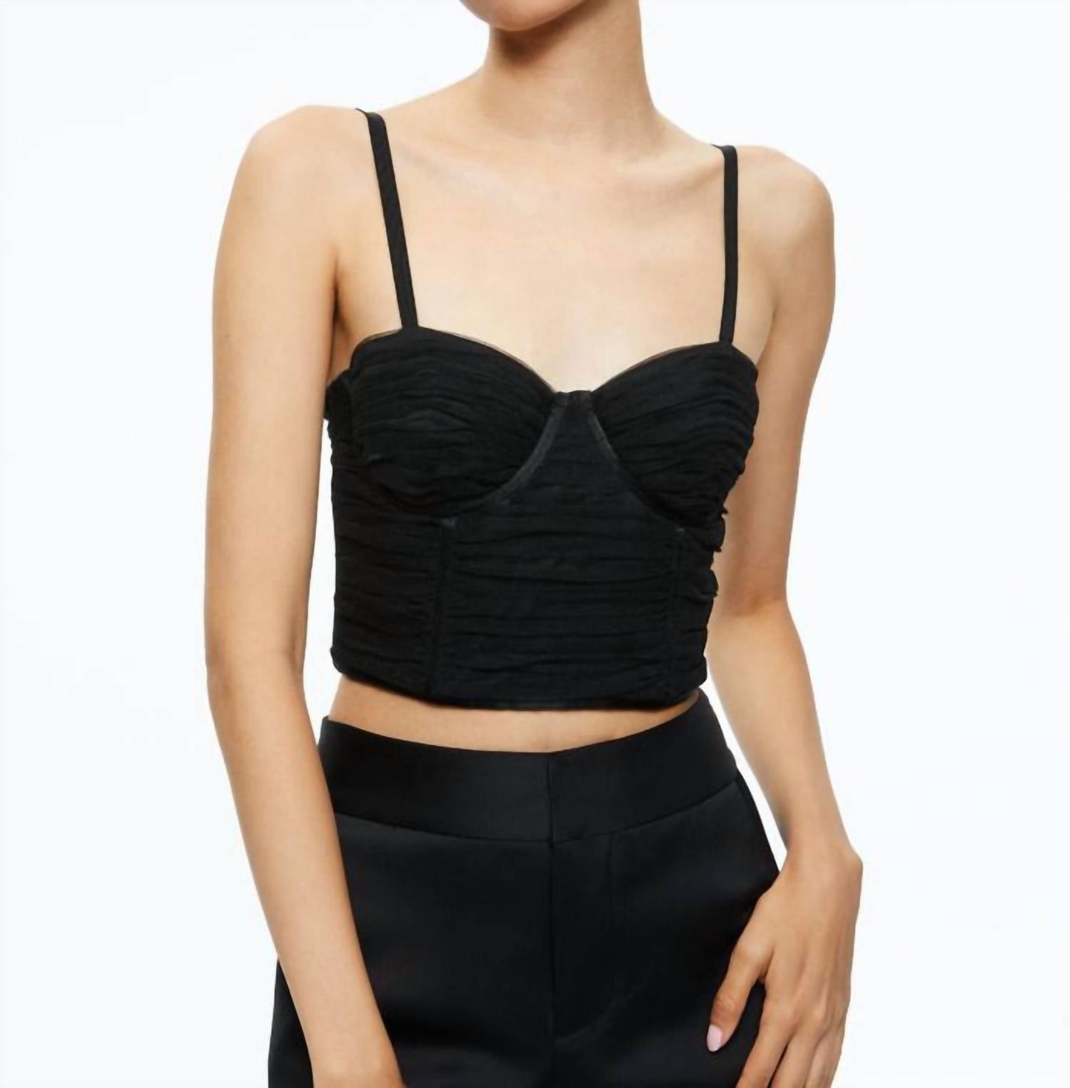 

Топ-бюстье Damia Ruched черного цвета alice + olivia