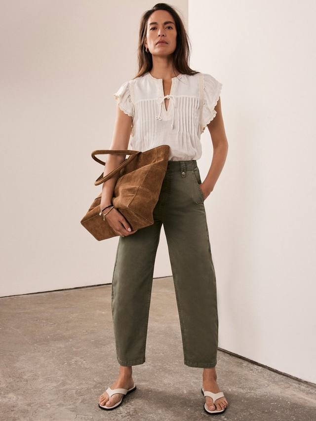 

Чинос с бочкообразными штанинами Mint Velvet, Green Khaki