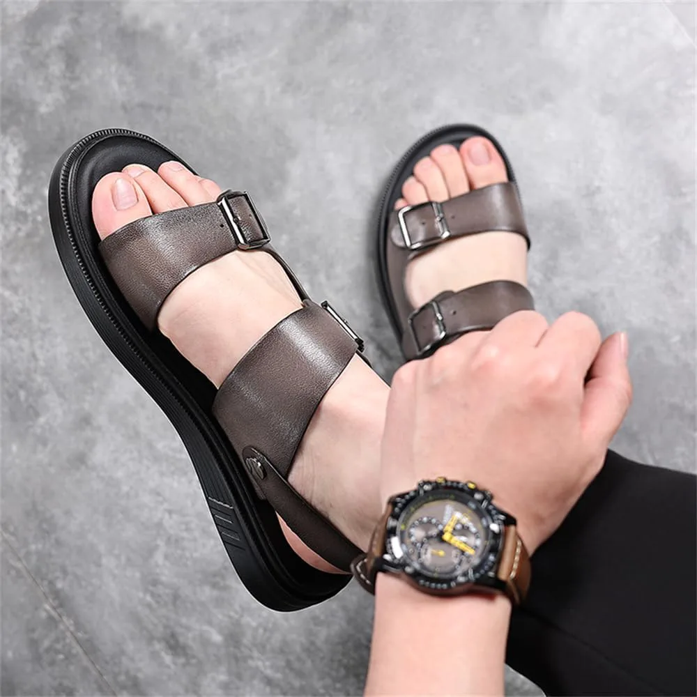 

Мужские летние повседневные сандалии с открытым носком из кожи, уличные удобные регулируемые сандалии-рыбацкие тапочки для пляжа Abborora