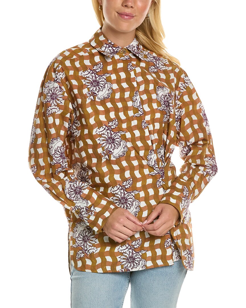 

Рубашка Rebecca Taylor Gingham Daisy, коричневый