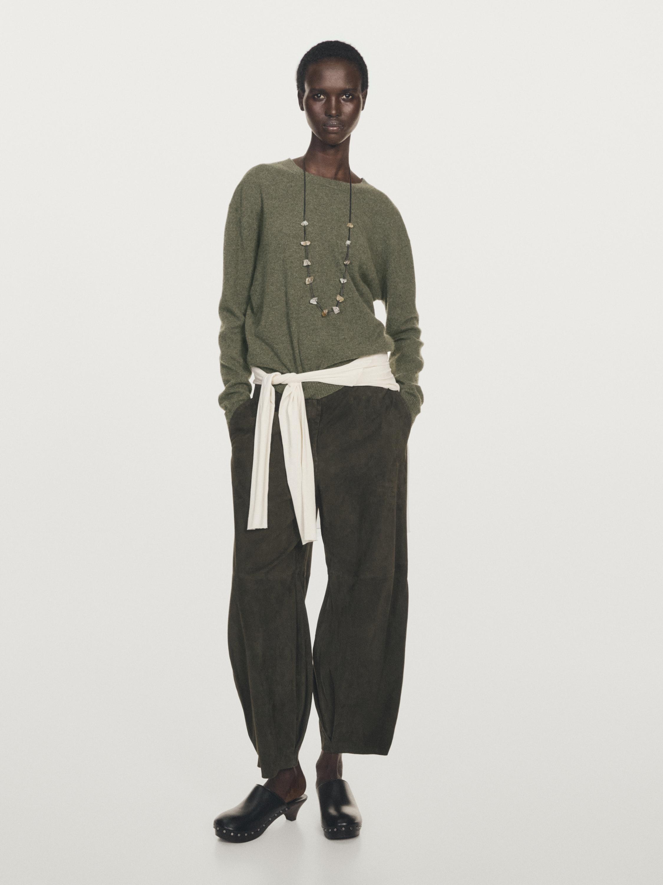 

Свитер с круглым вырезом из 100% кашемира Massimo Dutti, Green Marl