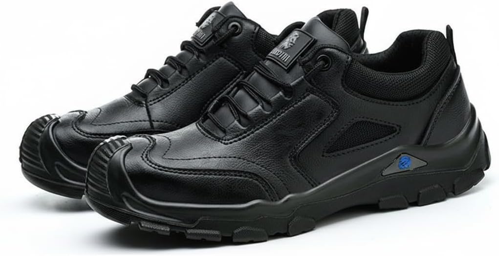 

Мужские легкие туфли FLOWERGIRR с стальным носком, проколоустойчивые защитные кроссовки, обувь для промышленного строительства из синтетической кожи, черные