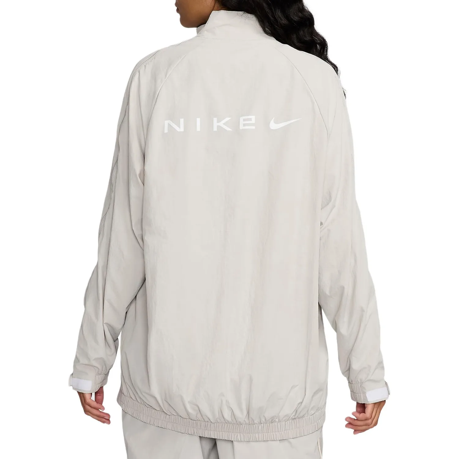 Куртка-бомбер женская оверсайз с молнией Nike, Light Iron Ore/White — фото 4