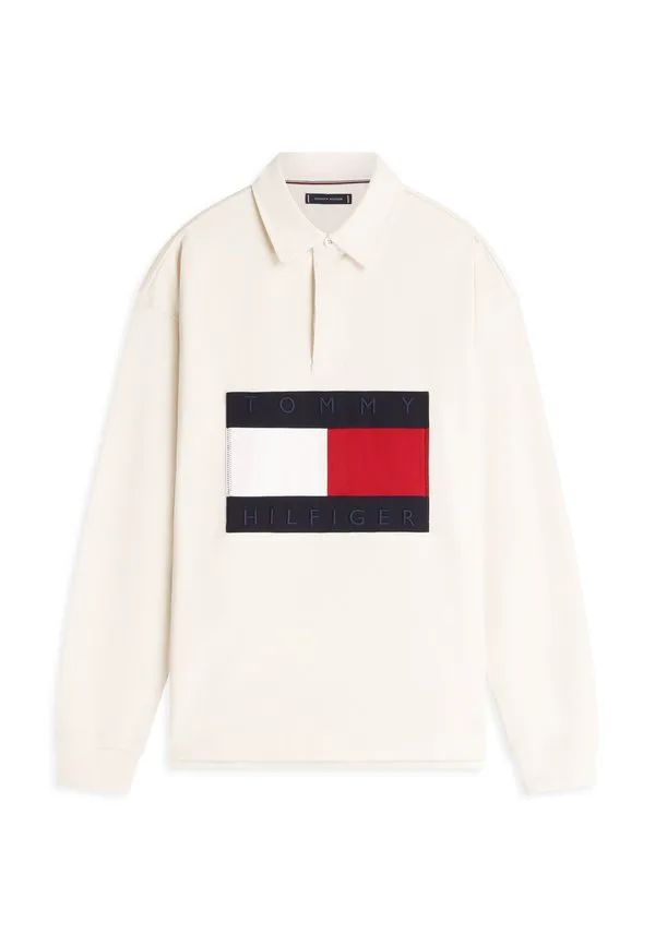 Свободная регбийная футболка с логотипом флага и толстовкой Tommy Hilfiger, Ivory Petal — фото 4
