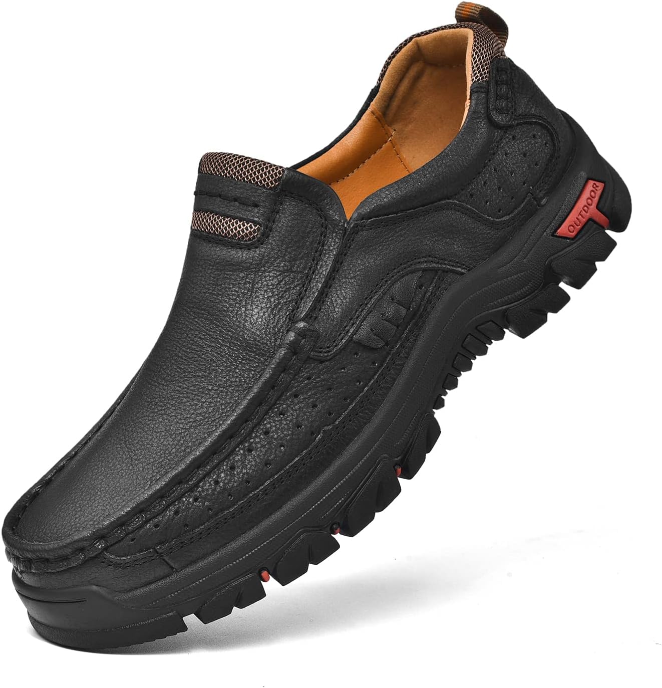 

Мужские кожаные мокасины слипоны классические повседневные туфли для ходьбы Mecolop, черный