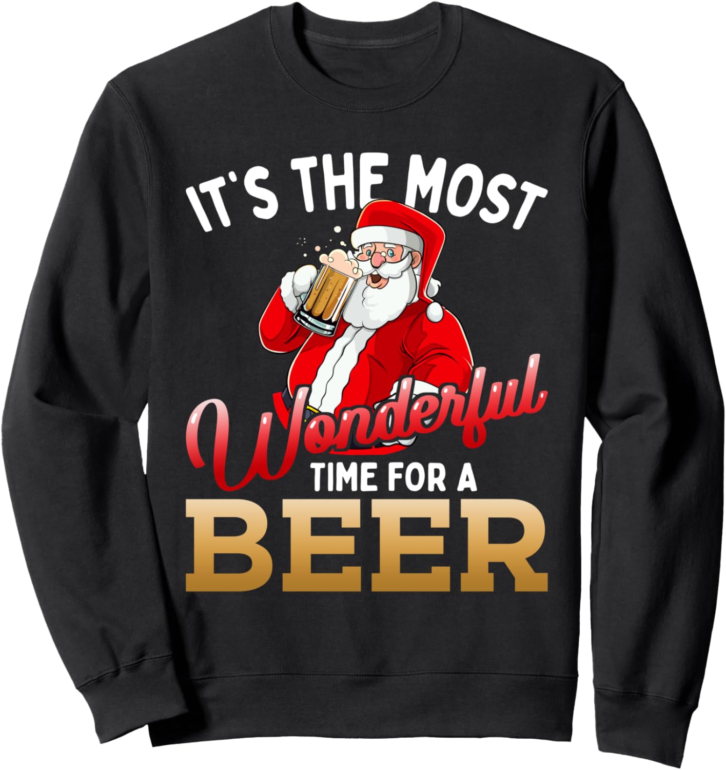 

Самое чудесное время для пива! Забавная толстовка с Санта-Клаусом Merry Xmas Funny Family Matching Christmas Gifts, черный